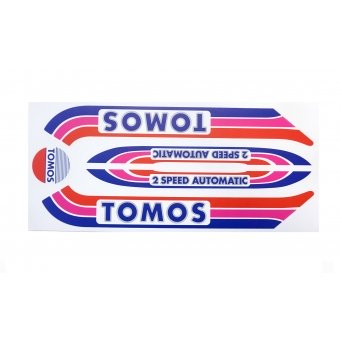  Stickerset Tomos A3 oud model Rood / Paars / Blauw